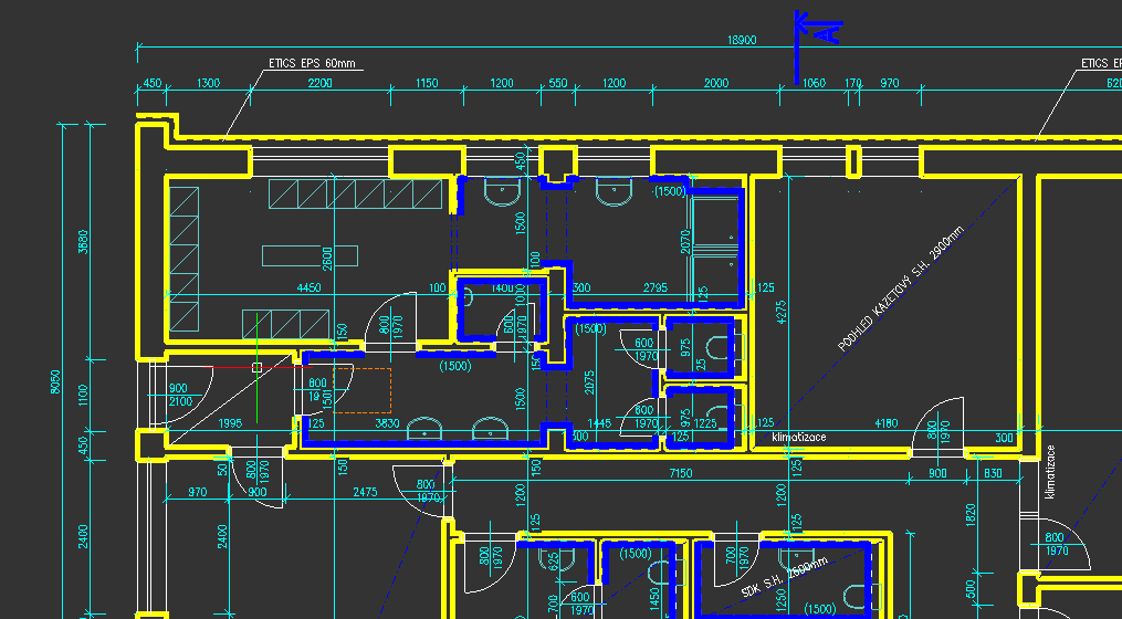Vektorizovaný půdorys do DWG formátu s vyznačeným zateplením ETICS a klimatizací – přesný CAD podklad pro projekt rekonstrukce. Vektorizovaný půdorys do DWG formátu s vyznačeným zateplením ETICS a klimatizací – přesný CAD podklad pro projekt rekonstrukce.